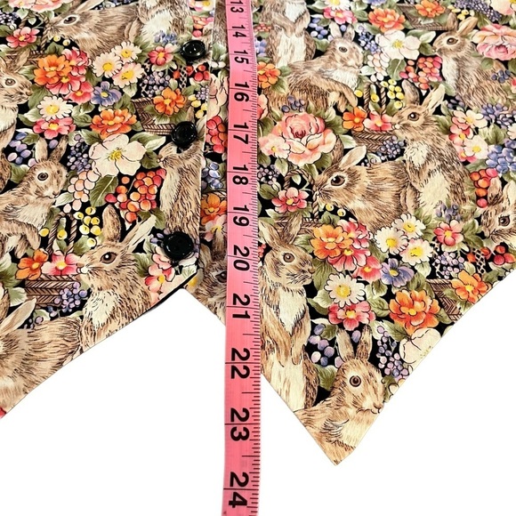 Vintage Cotton Rabbit Novelty Print Easter Spring Vest S/M - Picture 4 of 5